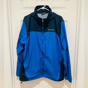 Columbia Sportswear Blue &Black Hooded Full Zip Jacket Size L (Rain Jacket)